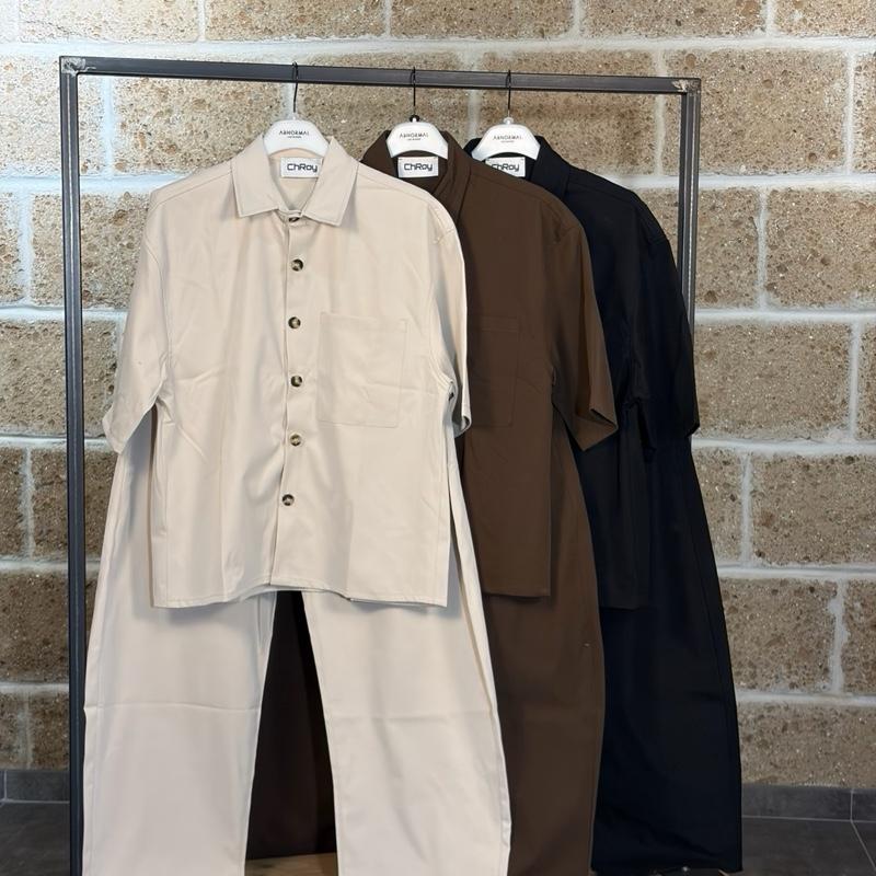 Coordinato in tessuto tecnico con camicia mezza manica e pantalone balloon - Abnormal Store