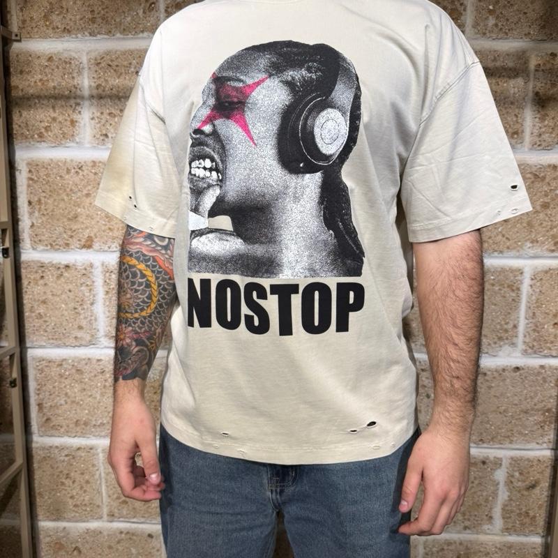 T-Shirt Ball oversize con stampa e abrasioni