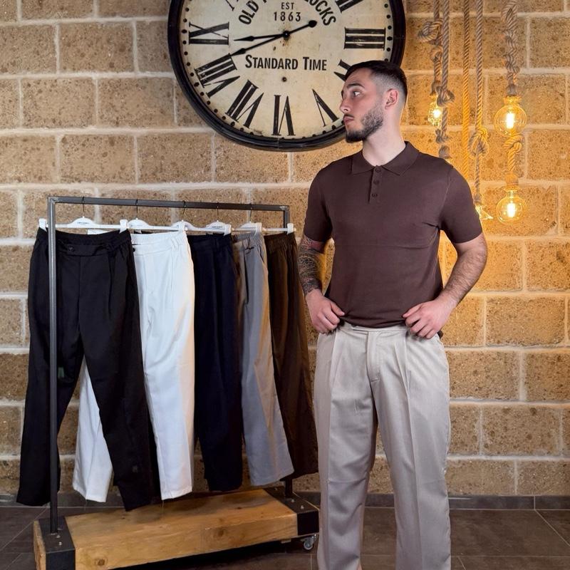 Pantalone Claudio wide fit con molla posteriore