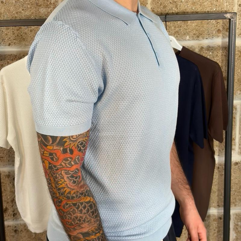 Polo in filo con lavorazioni anteriore