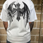 T-Shirt Retro oversize con stampa e abrasioni