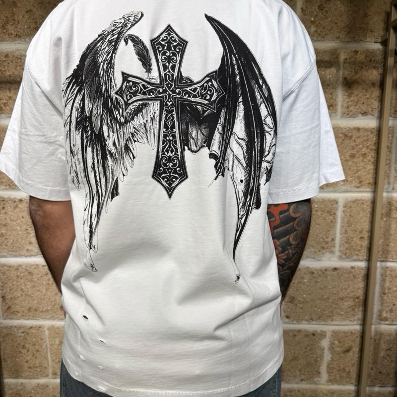 T-Shirt Retro oversize con stampa e abrasioni