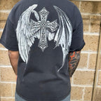 T-Shirt Retro oversize con stampa e abrasioni